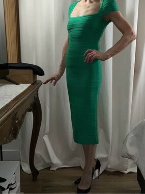 Never worn Herve Leger banded Green Midi Dress